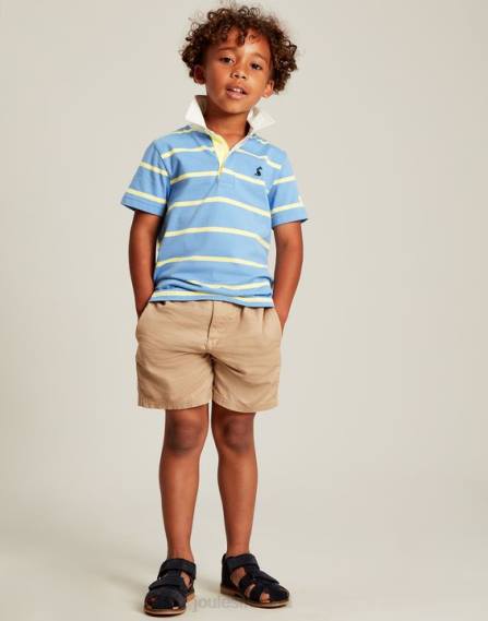 Apparel IE Joules Boys Ozzy Stripe Jersey Polo Shirt 2-12 Years BLUE YELLOW STRIPE JVVL350
