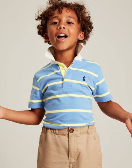 Apparel IE Joules Boys Ozzy Stripe Jersey Polo Shirt 2-12 Years BLUE YELLOW STRIPE JVVL350