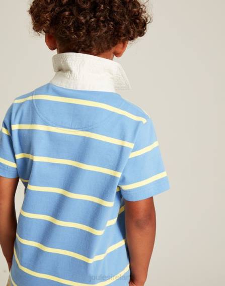Apparel IE Joules Boys Ozzy Stripe Jersey Polo Shirt 2-12 Years BLUE YELLOW STRIPE JVVL350