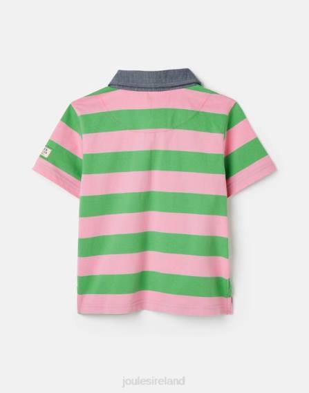 Apparel IE Joules Boys Ozzy Stripe Jersey Polo Shirt 2-12 Years GREEN PINK STRIPE JVVL337