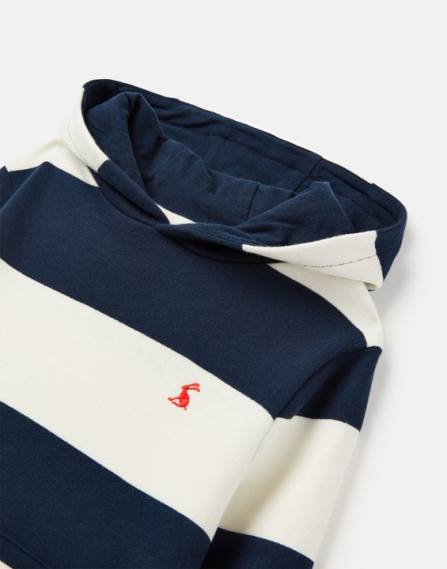 Apparel IE Joules Boys Burlton Stripe Hooded Sweatshirt 2-12 Years NAVY CREAM STRIPE JVVL342