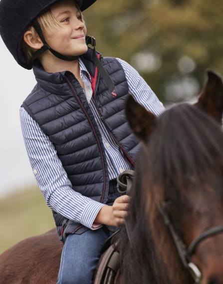 Apparel IE Joules Boys Crofton Showerproof Packable Vest 2-12 Years MARINE NAVY JVVL359