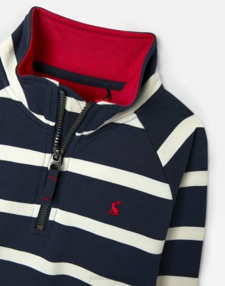Apparel IE Joules Boys Finn 1/2 Zip Sweatshirt 2-12 Years NAVY STRIPE JVVL349