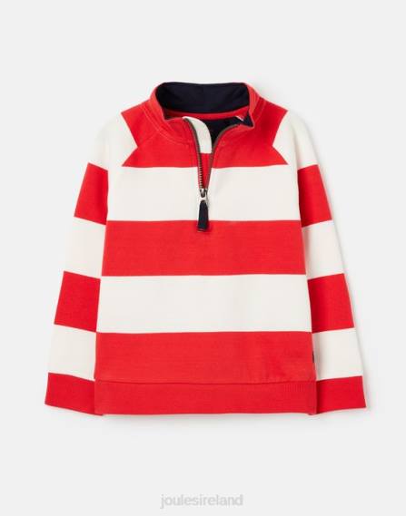 Apparel IE Joules Boys Finn Striped 1/2 Zip Sweatshirt 2-12 Years MELON RED STRIPE JVVL361