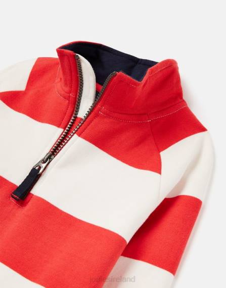 Apparel IE Joules Boys Finn Striped 1/2 Zip Sweatshirt 2-12 Years MELON RED STRIPE JVVL361