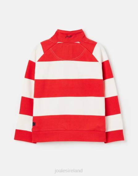 Apparel IE Joules Boys Finn Striped 1/2 Zip Sweatshirt 2-12 Years MELON RED STRIPE JVVL361