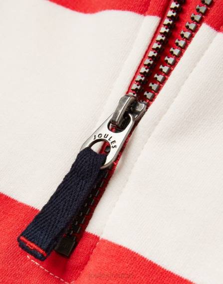 Apparel IE Joules Boys Finn Striped 1/2 Zip Sweatshirt 2-12 Years MELON RED STRIPE JVVL361