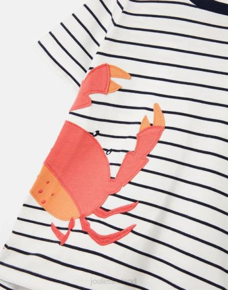 Apparel IE Joules Boys Archie Short Sleeve Applique T-Shirt 2-8 Years NAVY STRIPE CRABS JVVL364