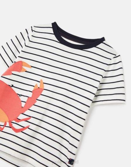 Apparel IE Joules Boys Archie Short Sleeve Applique T-Shirt 2-8 Years NAVY STRIPE CRABS JVVL364