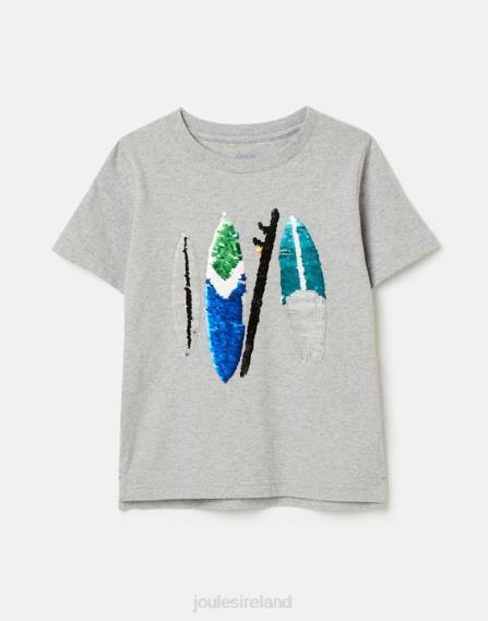 Apparel IE Joules Boys Archie Short Sleeve T-shirt 5-12 years GREY SURFBOARDS JVVL368