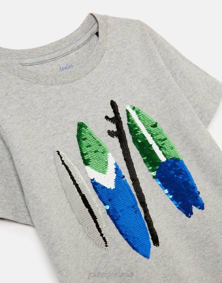 Apparel IE Joules Boys Archie Short Sleeve T-shirt 5-12 years GREY SURFBOARDS JVVL368