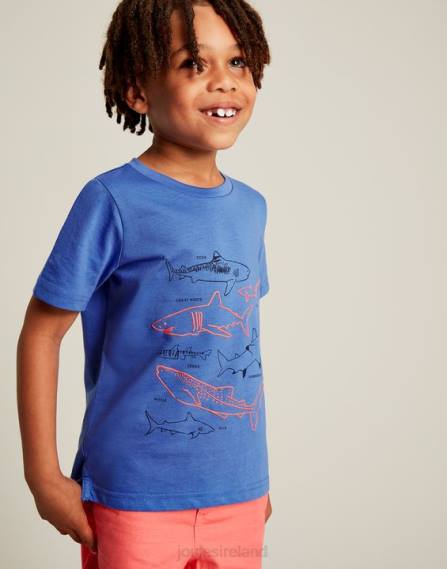 Apparel IE Joules Boys Ben Short Sleeve T-Shirt 2-12 Years BLUE SHARKS JVVL353