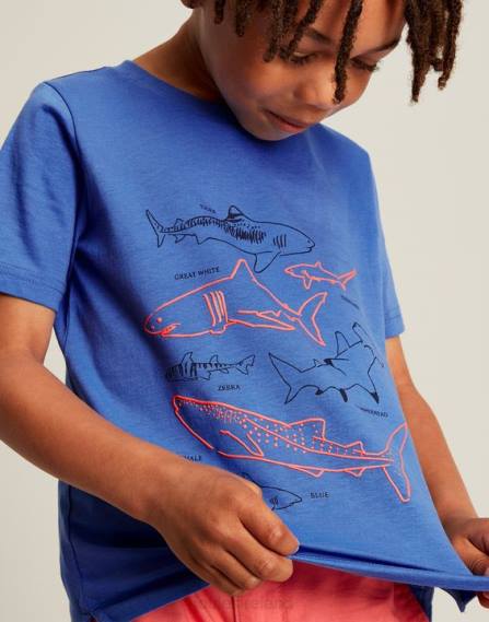 Apparel IE Joules Boys Ben Short Sleeve T-Shirt 2-12 Years BLUE SHARKS JVVL353