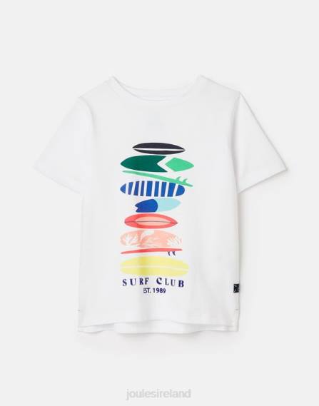 Apparel IE Joules Boys Ben Short Sleeve T-Shirt 2-12 Years WHITE SURF BOARDS JVVL362