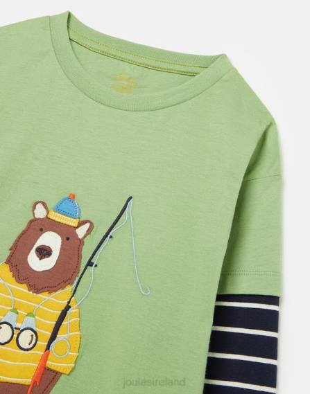 Apparel IE Joules Boys Chomp Long Sleeve Artwork Top 2-8 Years LIGHT GREEN JVVL341