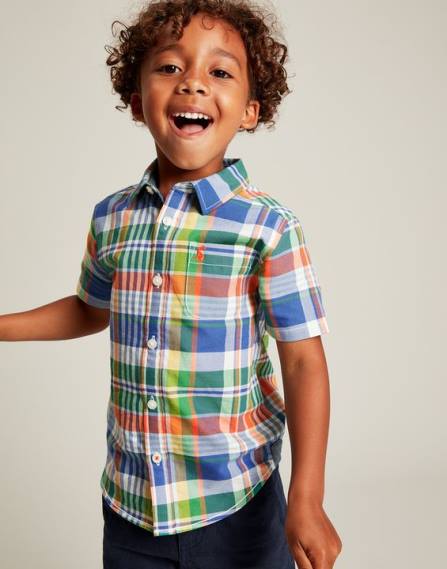 Apparel IE Joules Boys Sark Short Sleeve Check Oxford Shirt 2-12 years BLUE CHECK JVVL354