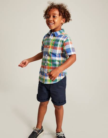 Apparel IE Joules Boys Sark Short Sleeve Check Oxford Shirt 2-12 years BLUE CHECK JVVL354