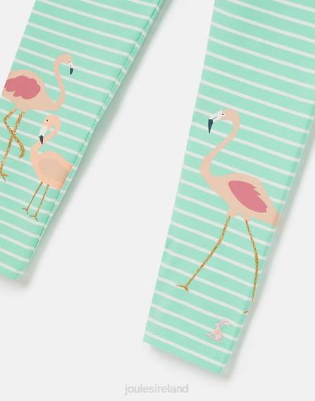 Apparel IE Joules Girls Deedee Printed Leggings 2-12 Years AQUA STRIPE FLAMINGO JVVL266