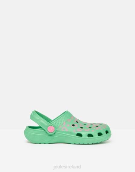 Footwear IE Joules Girls Poole Slip On Clogs GREEN PINK LEOPARD JVVL325