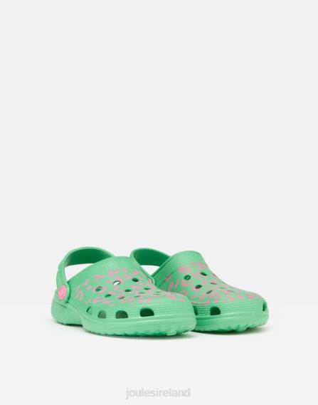 Footwear IE Joules Girls Poole Slip On Clogs GREEN PINK LEOPARD JVVL325