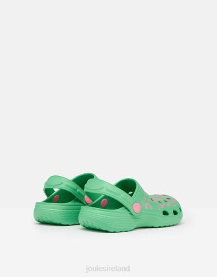 Footwear IE Joules Girls Poole Slip On Clogs GREEN PINK LEOPARD JVVL325