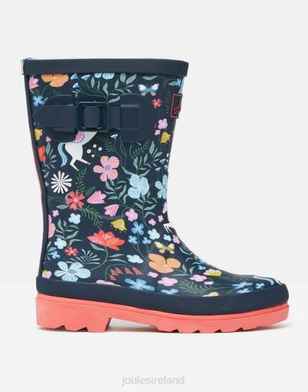 Footwear IE Joules Girls Printed Rain Boots EQUESTRIAN NAVY JVVL330