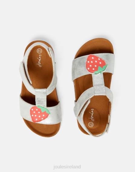Footwear IE Joules Girls Scarlett T-Bar Sandals SILVER JVVL333