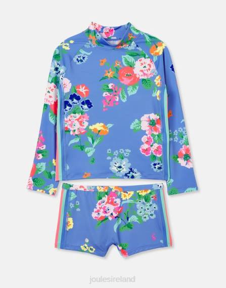 Apparel IE Joules Girls Beachside Rash Vest And Trunk Set BLUE FLORAL JVVL291
