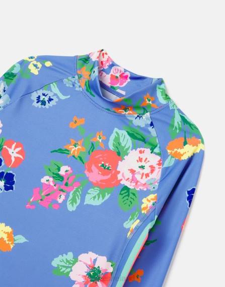 Apparel IE Joules Girls Beachside Rash Vest And Trunk Set BLUE FLORAL JVVL291