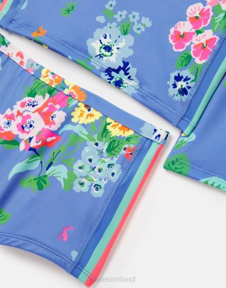 Apparel IE Joules Girls Beachside Rash Vest And Trunk Set BLUE FLORAL JVVL291