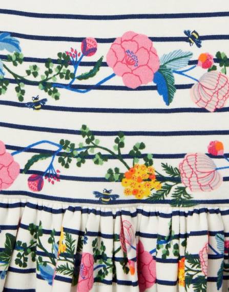 Apparel IE Joules Girls Harbour Jersey Breton Dress 2-12 Years FLORAL HARBOUR STRIPE JVVL308