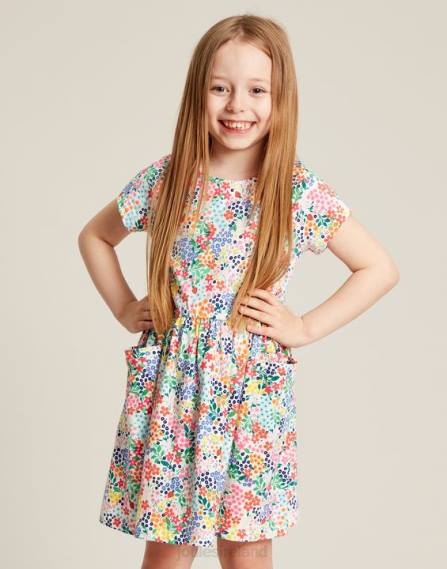 Apparel IE Joules Girls Jude Short Sleeve Jersey Dress 2-12 Years STRAWBERRY DITSY JVVL274