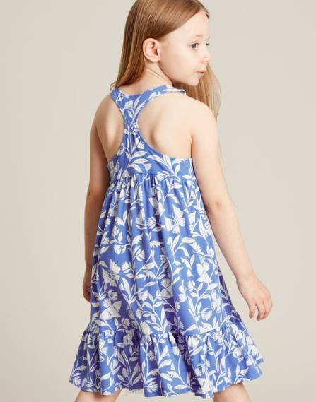 Apparel IE Joules Girls Juno Tiered Jersey Dress 2-12 Years BUTTERFLY BLUE JVVL317
