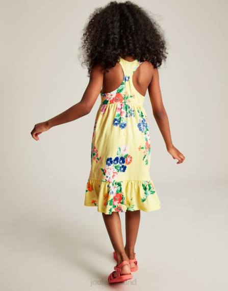 Apparel IE Joules Girls Juno Tiered Jersey Dress 2-12 Years PASTEL YELLOW JVVL285