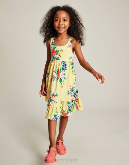 Apparel IE Joules Girls Juno Tiered Jersey Dress 2-12 Years PASTEL YELLOW JVVL285