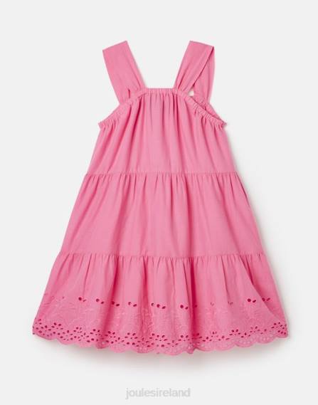 Apparel IE Joules Girls Kiki Tiered Midi Dress 2-12 Years AURORA PINK JVVL294