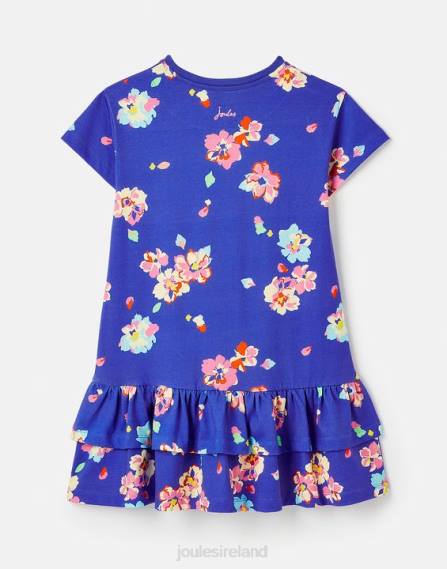 Apparel IE Joules Girls Markleigh Short Sleeve Peplum Jersey Dress 2-12 Years BLUE FLORAL JVVL276