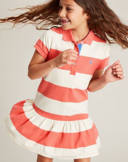 Apparel IE Joules Girls Orla Short Sleeve Polo Dress 2-12 Years CORAL STRIPE JVVL262