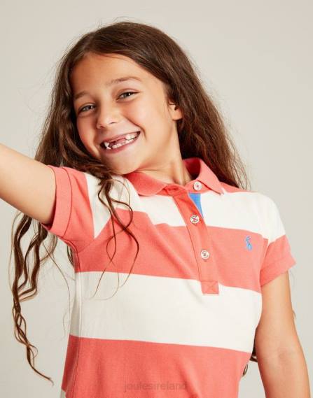 Apparel IE Joules Girls Orla Short Sleeve Polo Dress 2-12 Years CORAL STRIPE JVVL262