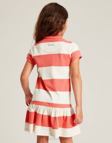 Apparel IE Joules Girls Orla Short Sleeve Polo Dress 2-12 Years CORAL STRIPE JVVL262
