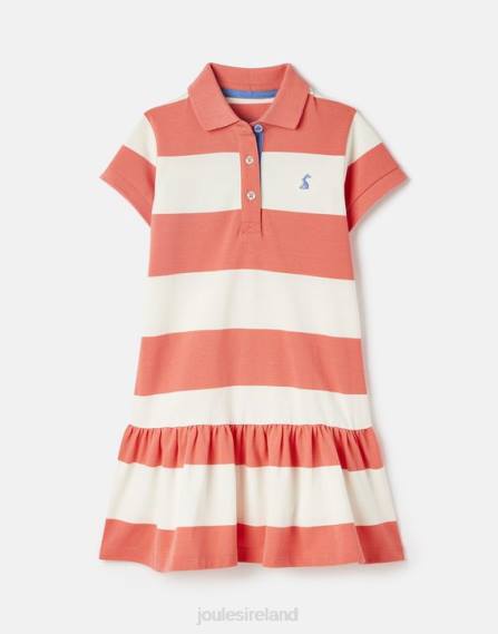 Apparel IE Joules Girls Orla Short Sleeve Polo Dress 2-12 Years CORAL STRIPE JVVL262