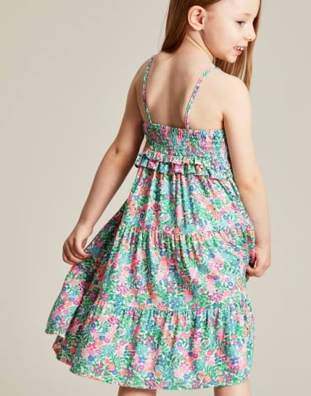 Apparel IE Joules Girls Theadora Shirred Empire Tiered Dress 5-12 Years MULTI DITSY JVVL293