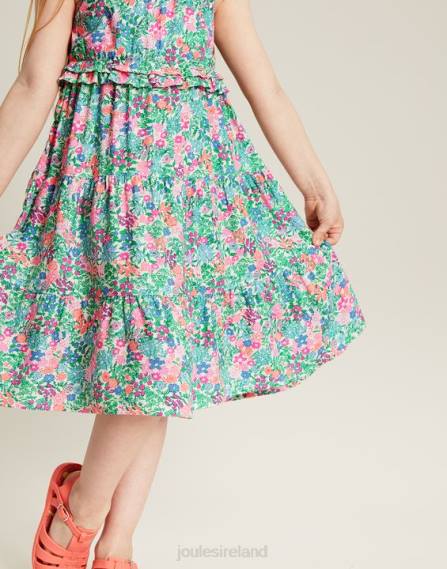 Apparel IE Joules Girls Theadora Shirred Empire Tiered Dress 5-12 Years MULTI DITSY JVVL293