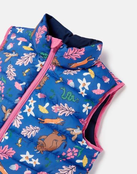 Apparel IE Joules Girls Gruffalo Flip It Reversible Vest 1-6 Years BLUE JVVL260