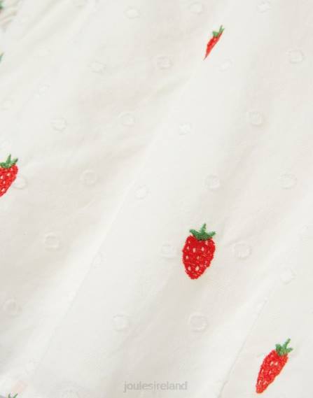 Apparel IE Joules Girls Lauren Woven Frill Shell Top STRAWBERRY SPOT JVVL318
