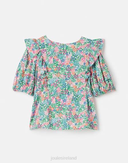 Apparel IE Joules Girls Lauren Woven Frill Top 5-12 Years MULTI DITSY JVVL257