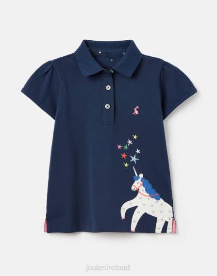 Apparel IE Joules Girls Moxie Polo Shirt 2-12 Years NAVY UNICORN JVVL315