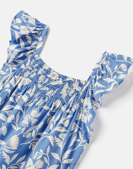 Apparel IE Joules Girls Nicola Shirred Top 5-12 Years BUTTERFLY BLUE JVVL271