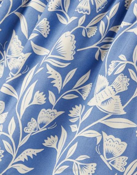 Apparel IE Joules Girls Nicola Shirred Top 5-12 Years BUTTERFLY BLUE JVVL271