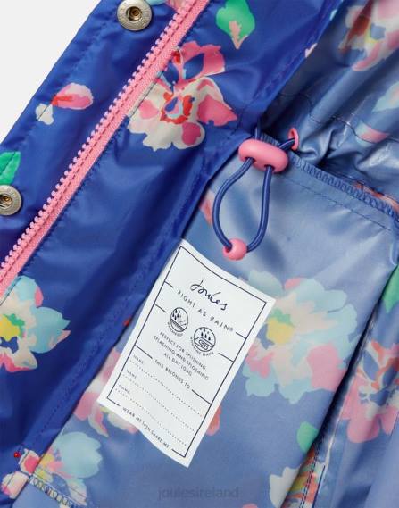 Apparel IE Joules Girls Golightly Packaway Jacket 2-12 Years BLUE FLORAL JVVL305